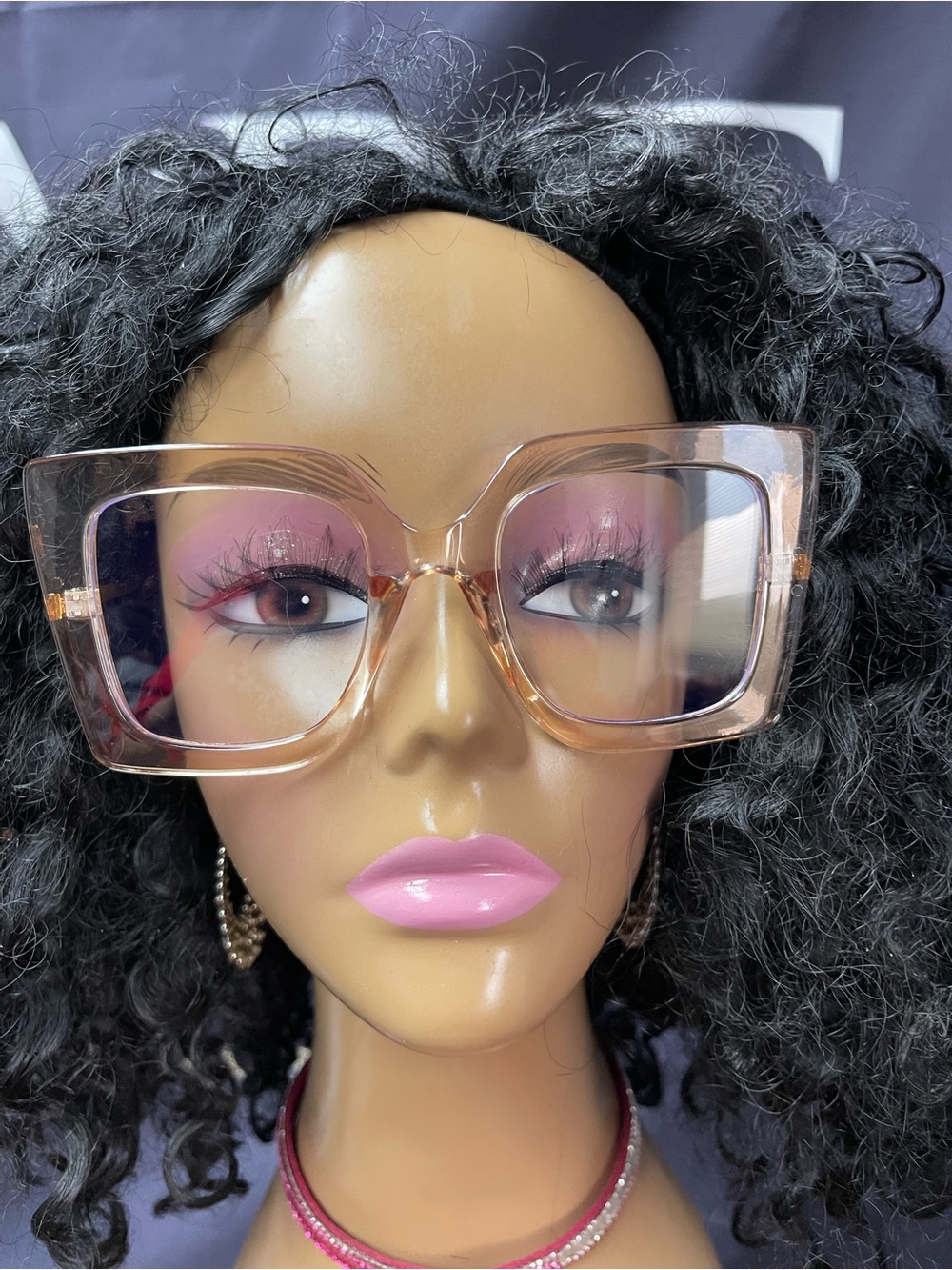 Oversized Square Clear Pink Fashion Glasses - Women Accessories